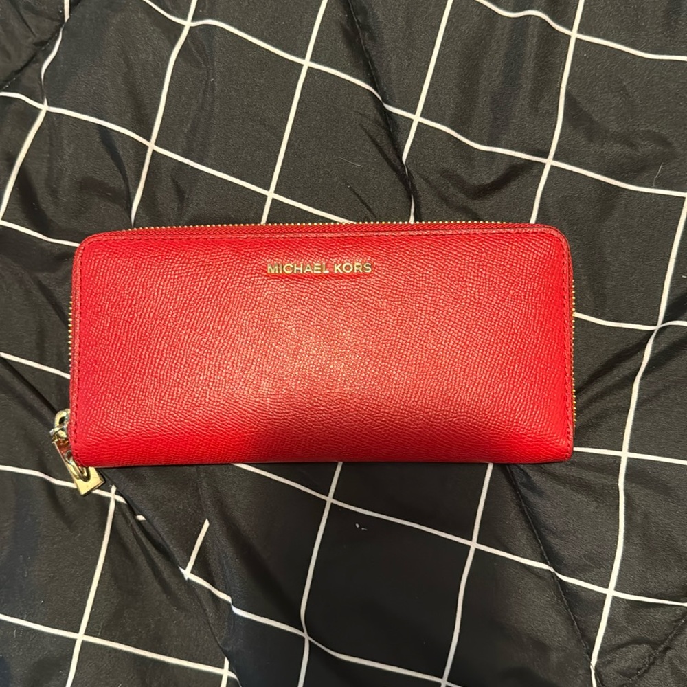 Michael Kors red leather wallet